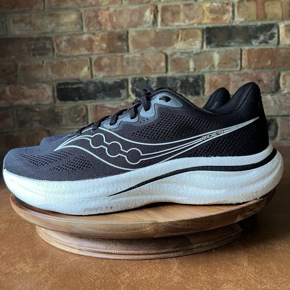 Saucony Ride 19 Neutral Cushion Mens 12 Black Daily Running Sneakers Shoes